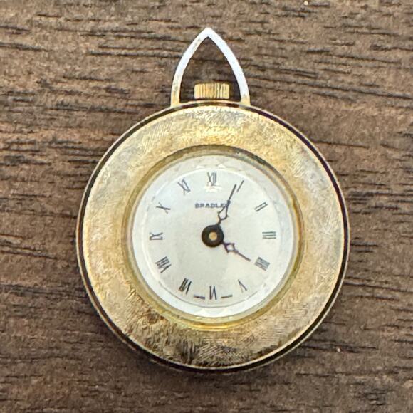 VTG Bradley Pendant Watch Gold Tone Mechanical Movement Swiss Made Works - Picture 1 of 16